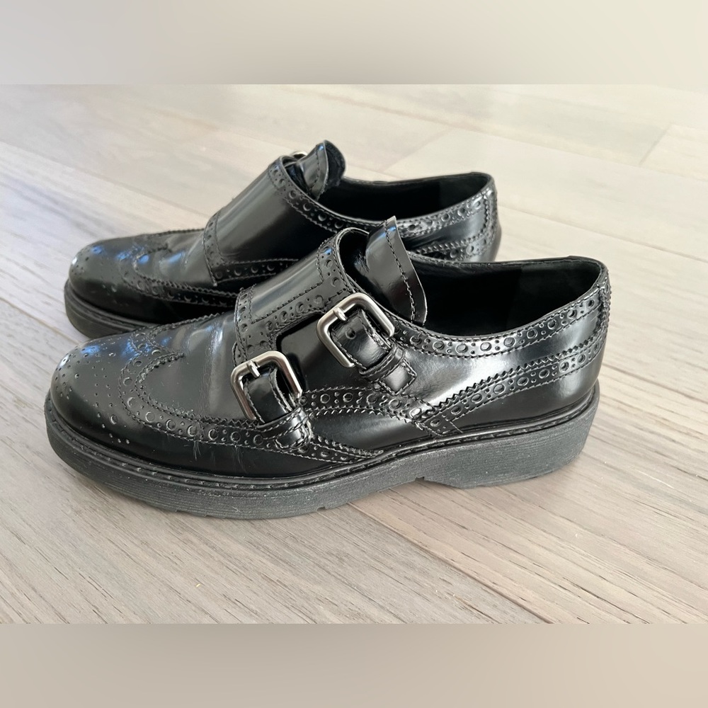 PRADA Classic Black Double Monk Strap Brogues - Women's - Picture 2 of 15